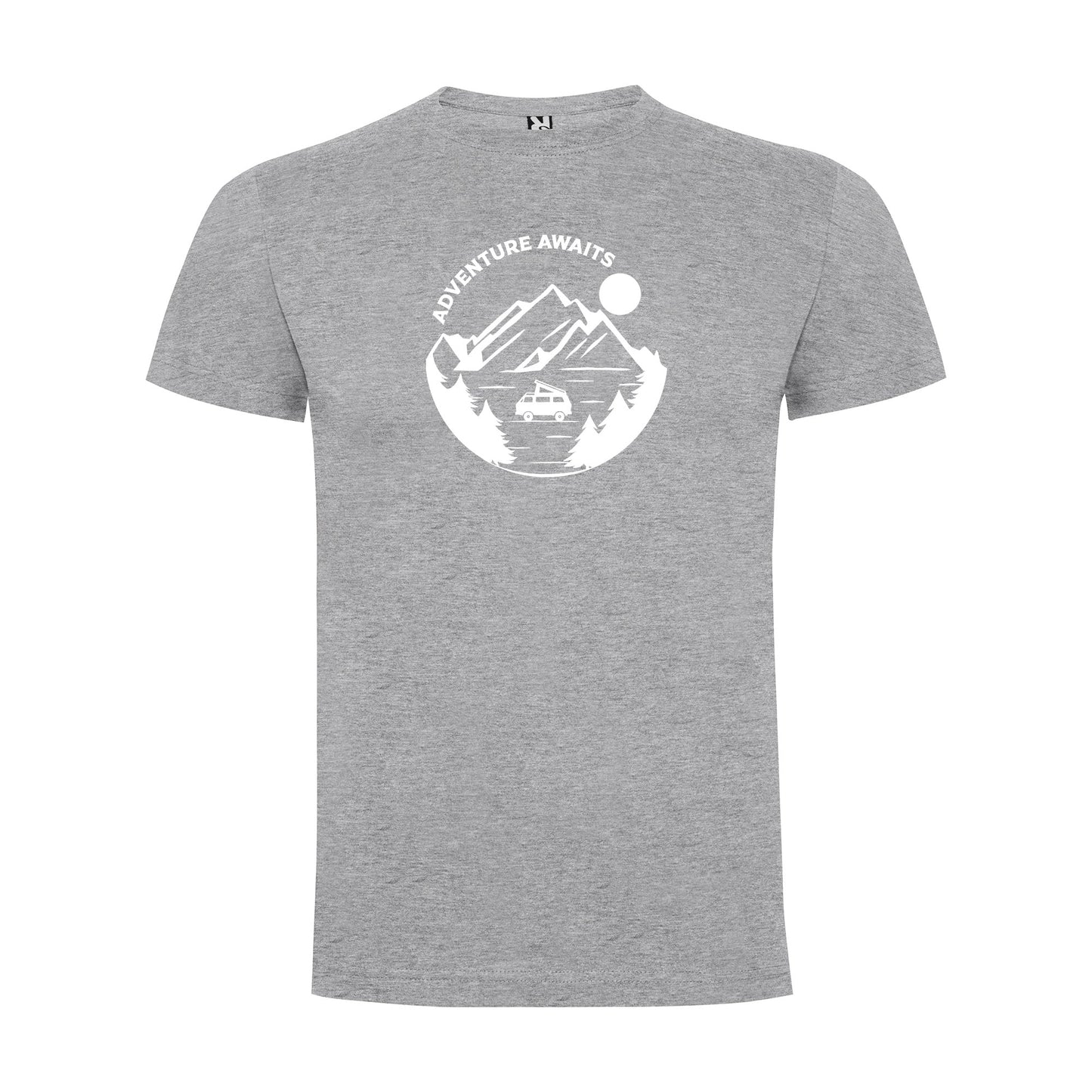 VW Adventure Awaits Into the Mountains Men`s T-shirt