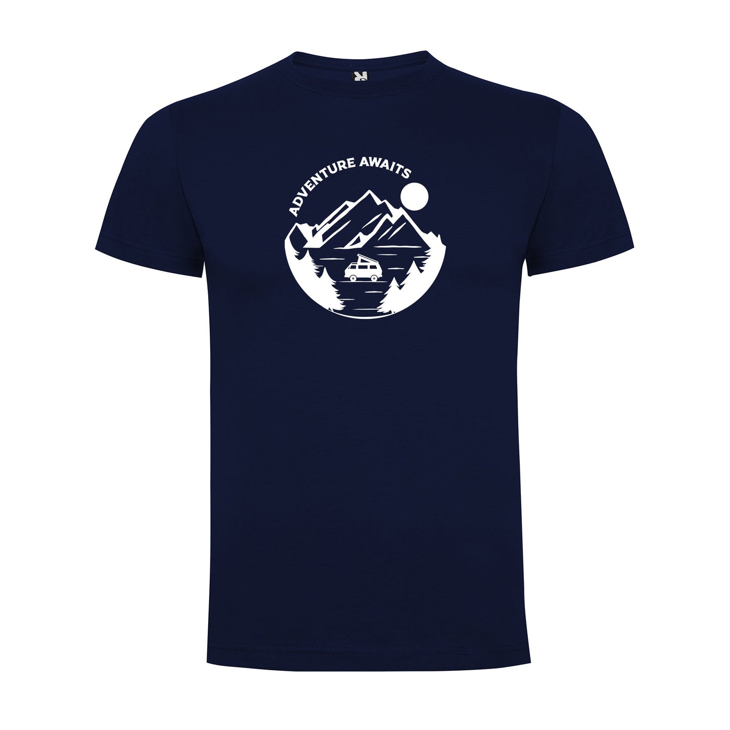 VW Adventure Awaits Into the Mountains Men`s T-shirt