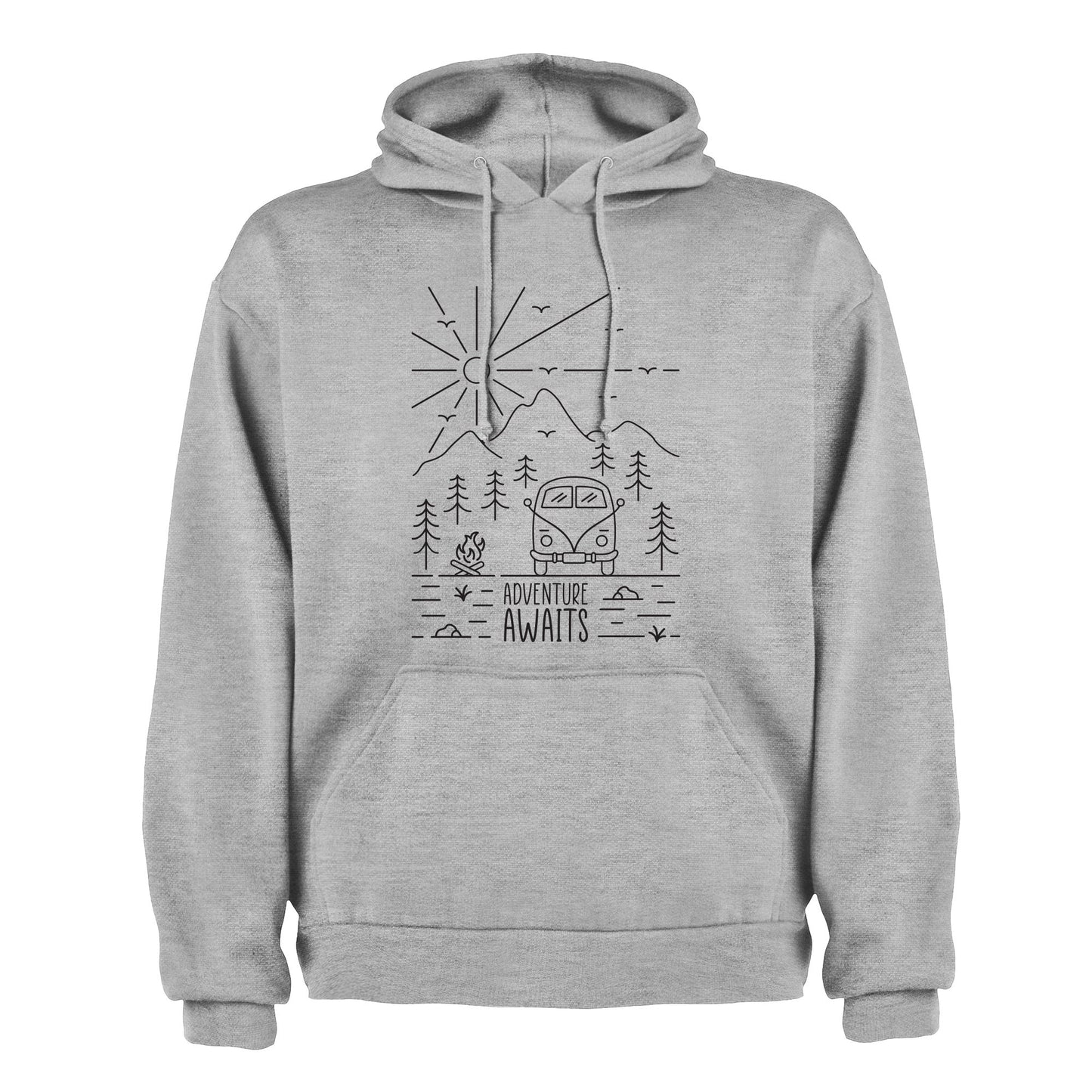 VW Camper Van Split Screen Adventure Awaits into the mountains Mens/Unisex Hoodie