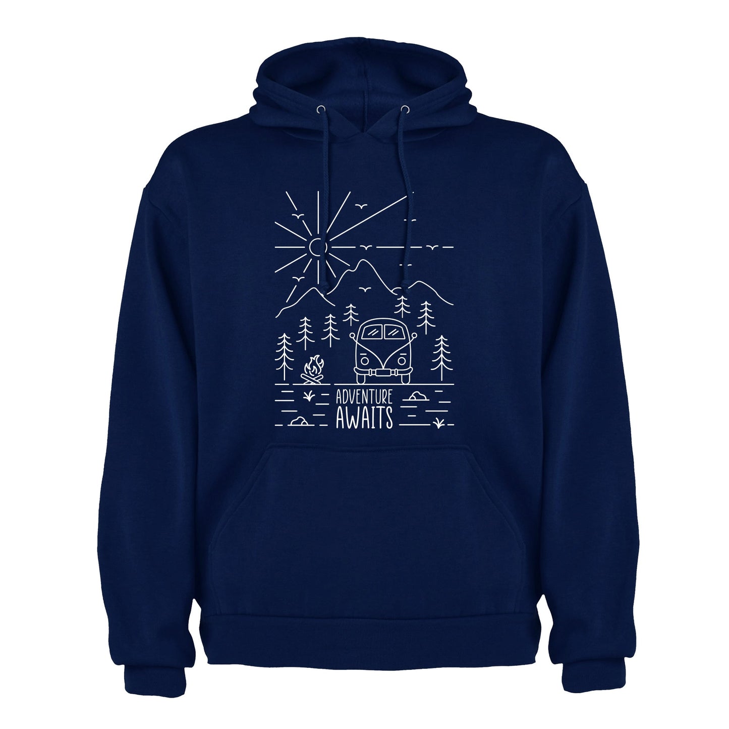 VW Camper Van Split Screen Adventure Awaits into the mountains Mens/Unisex Hoodie
