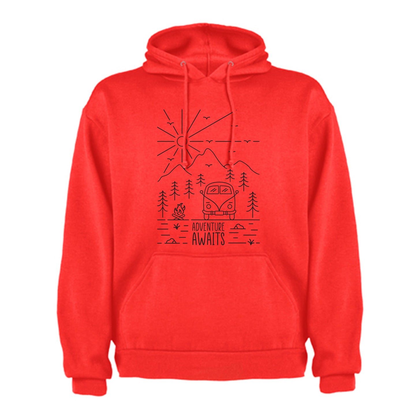 VW Camper Van Split Screen Adventure Awaits into the mountains Mens/Unisex Hoodie