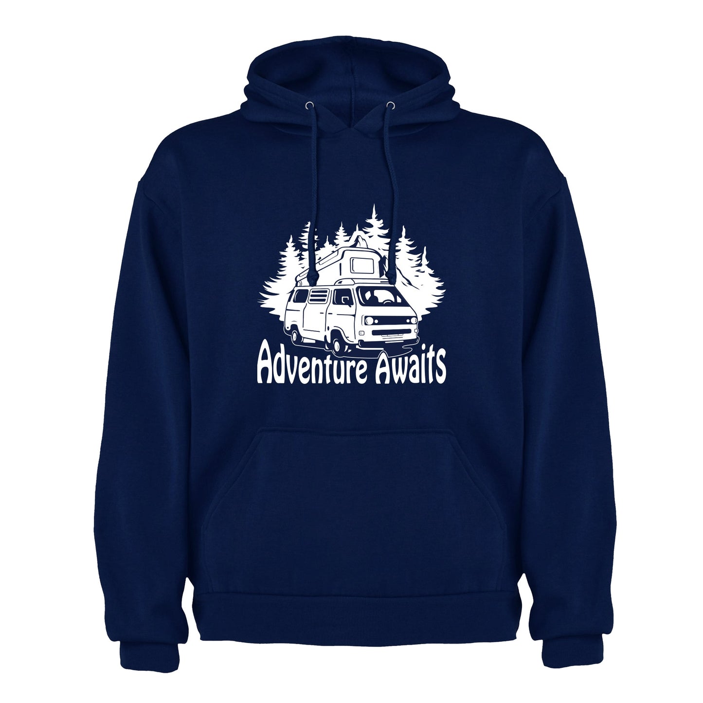 VW Camper Van Trails Adventure Awaits into the mountains Mens/Unisex Hoodie