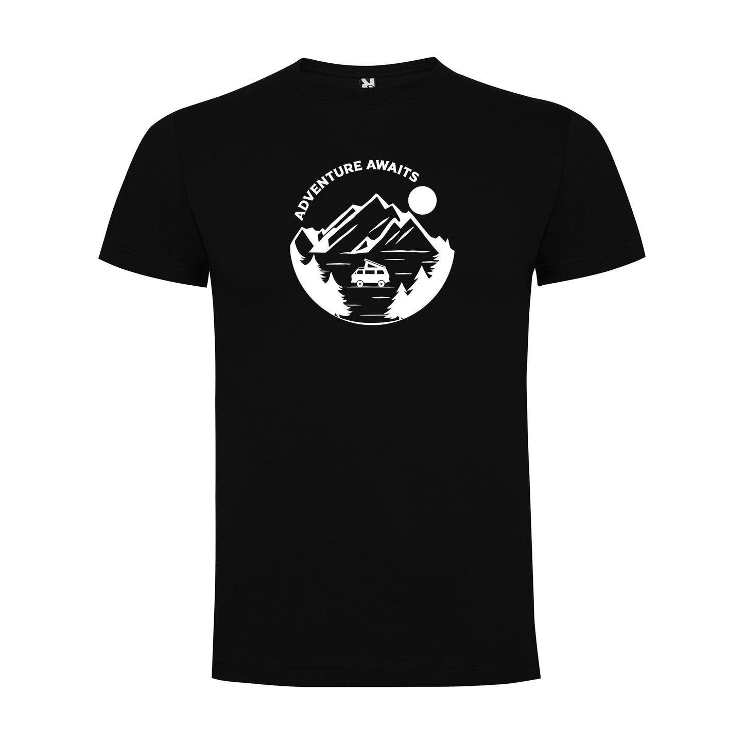 VW Adventure Awaits Into the Mountains Men`s T-shirt